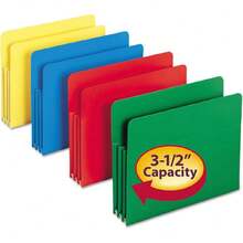 Polyethylene File Pocket, Straight Cut Tab, 3-1/2 Inch Expansion, Letter Size, Assorted Colors, 4 Per Box (73500),38199917 - Baby Blue - View 1