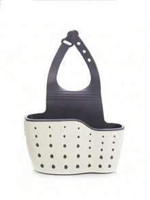 1 件装水槽悬挂式沥水篮，带硅胶收纳盒、可调节绑带沥水架、海绵架、水龙头悬挂篮、厨房收纳袋，非常适合在厨房存放海绵和抹布。