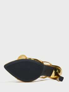 女士优雅凉鞋，3D立体金色兰花设计，尖头金色细高跟，高品质舒适镜面质感材质，时尚性感露趾奢华高跟鞋，适合各种场合：春夏、酒吧、夜店、社交聚会、派对、舞台、假日、教堂婚礼，时尚优雅女鞋 - 金色 - 查看 9