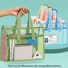 Portable PVC Folder, Large Capacity Expandable File Organizer With Self-Adhesive Document Pockets, Lightweight & Durable For Office School Travel, Pink & Blue, File Organizer For Desk Back To School,Back To School Supplies,School Tops,Home And Living New In,Gifts,Household Items,Bathroom Accessories,School Supplies,Back To School,Office Supplies,Outdoor Supplies,Organization And Storage,Storage Supplies,Summer Outfits,Valentine'S Day,Valentines. - Green - View 6