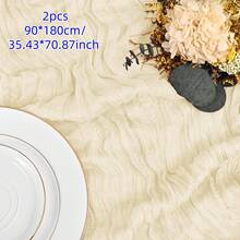 1/2/4/6 Pcs Cream Cheese Gauze Table Runner, Spring Table Runner, 71/118 Inches, Bohemian Style Sheer Cream Gauze Tablecloth Decor, Center Piece For Wedding, Bridal, Baby Shower, Valentine's Day, Easter And Other Indoor/Outdoor Events - Beige - View 8