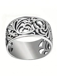 1 pieza Anillo de moda para mujer para boda, compromiso, fiesta, joyería, regalo del Día de San Valentín - Plateado - Ver 4