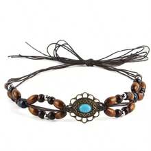 1pc Unisex Wide Brimmed Straw Hat, Sun Protection Western Cowboy Hat/Cowboy Hat, Summer Beach Sun Protection Rope Hat, Portable Folding Design,The Color Of The Windproof Rope For The Hat Is Random. - Beaded Straw Hat - View 9