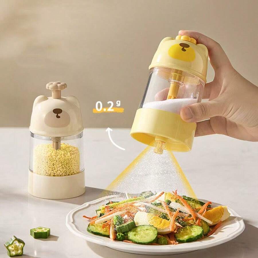 1pc Bear Shaped Adjustable Salt Dispenser, Airtight Seasoning Container, Kitchen Spice Jar - Multicolor - View 1