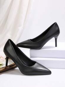 2026春季新款女士高跟鞋，时尚简约休闲轻便，纯色优雅百搭女士新款式 - 黑色 - 查看 6
