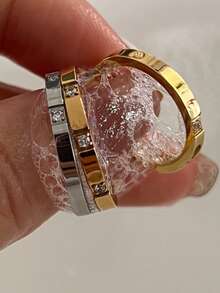 Stainless Steel Ring, Luxury Minimalist Style Women's Ins Niche High-End Luxury Rhinestone Inlaid Titanium Steel Jewelry, Won't Fade