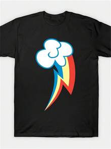 Rainbow Dash Cutie Mark Graphic T-Shirt  Casual Short Sleeve Tee With Vibrant Digital Print - màu đen - Xem 1