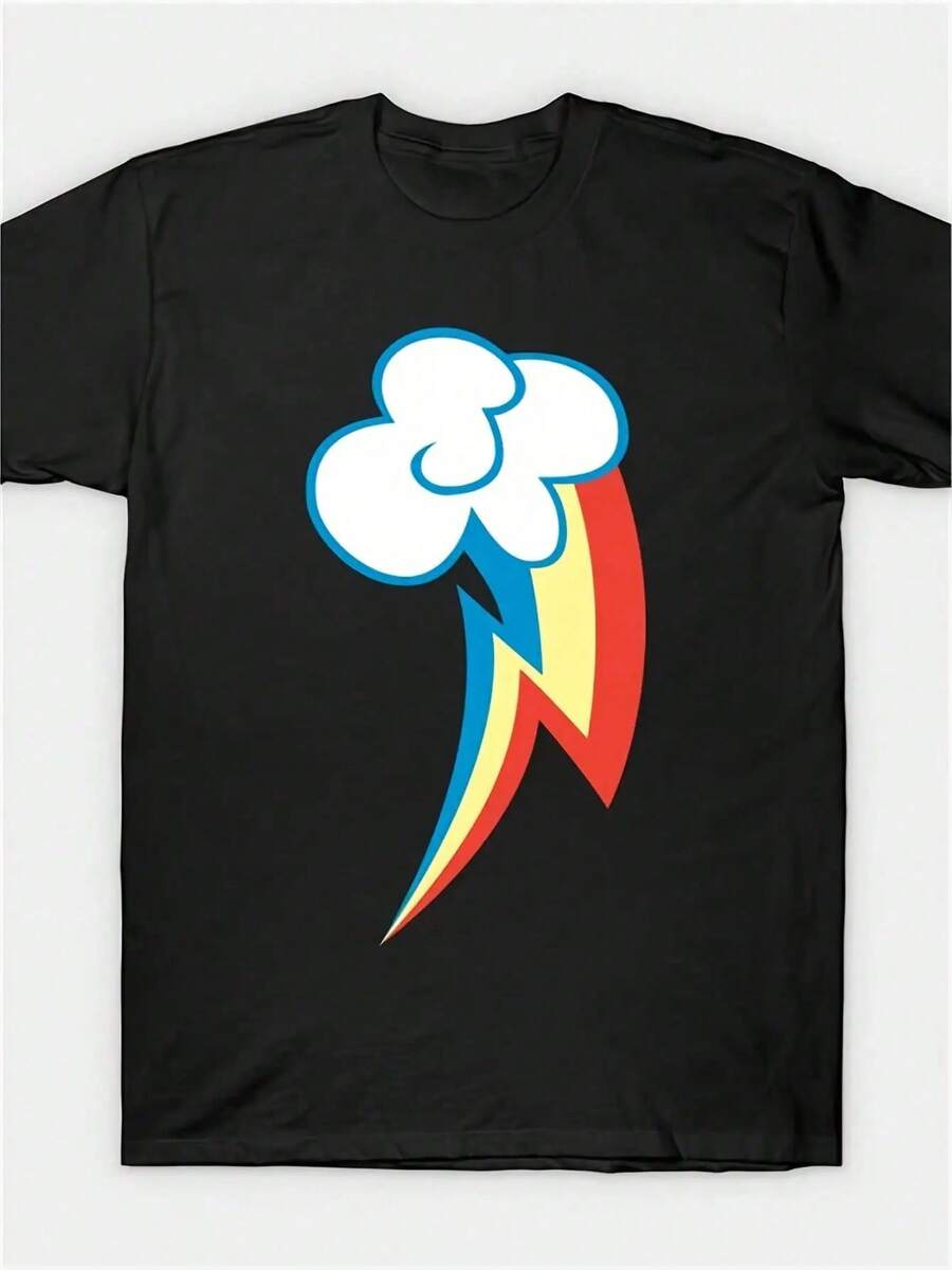 Rainbow Dash Cutie Mark Graphic T-Shirt  Casual Short Sleeve Tee With Vibrant Digital Print - màu đen - Xem 1