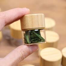 2-Pack Mini Sealed Glass Bottles With Elegant Wood Grain Lids - Perfect For Travel, Camping, Kitchen Storage, Organizing Spices, Nail Art, Earrings, Paint, Glitter, And Small Items, Camping Essentials|Compact Design|Wooden Lid Bottle - 2 - 查看 2