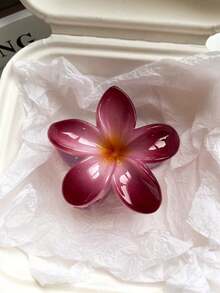 3 piezas/1 pieza Pasadores de pelo de plástico con forma de flor de hibisco de 7,7 cm/3,03 pulgadas, rojo/marrón/vino tinto, ligeros, adecuados para uso diario, casual, fiesta, viajes, playa, vacaciones, coleta, moño, lavado de cara, maquillaje, accesorio de vestir, accesorios para el cabello de mujer, elegantes garras para el cabello, clip de moda - Multicolor - Ver 4