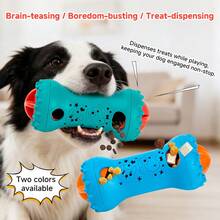 宠物哑铃慢食喂食器，狗狗零食分配器，互动益智玩具 - 藍色 - 查看 8