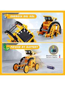 Kit de Robot Solar Educativo 12 en 1, STEM Juguete de Creación de Robots de Energía, Experimento Educativo, Kit de DIY Robot Moverse por Tierra y Agua, Juguete de Ciencia para Niños y Niñas 8+ Años,38072013 - Albaricoque - Ver 2