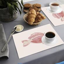 Bộ 1/4/6 tấm lót bàn ăn bằng vải lanh thêu họa tiết cá, thích hợp cho bàn ăn, trang trí quanh năm, thảm trải bàn hiện đại có thể giặt được, trang trí phòng, lót ly, thảm ăn nhà bếp, trang trí tiệc trong nhà và ngoài trời, trang trí nhà cửa, quà tặng lý tưởng. - Nhiều màu - Xem 8