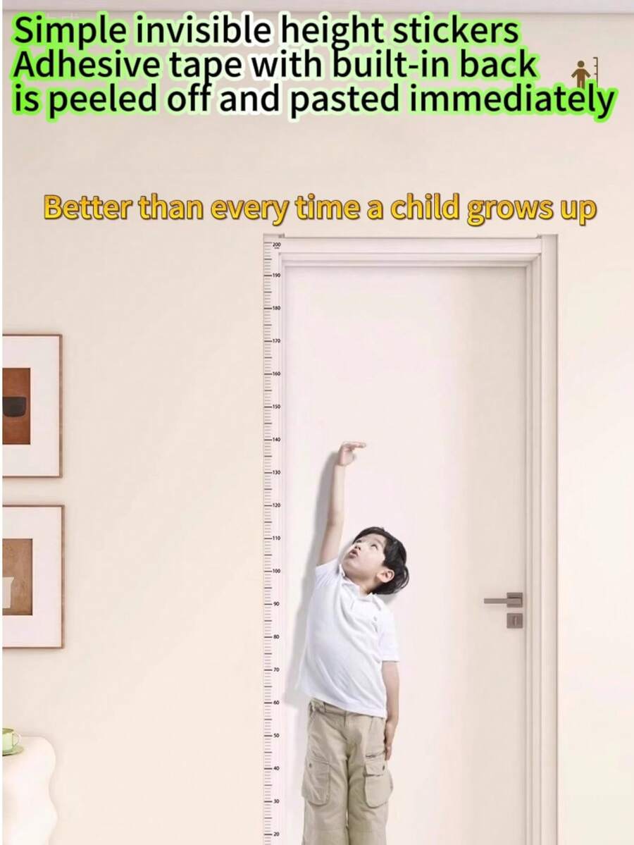 New Transparent Height Measurement Wall Sticker Tape - Height Measuring Tool With Self-Adhesive Backing, Removable And Won't Damage Walls, Simple Height Ruler Saves Space, Accurate International Standard Height Measurement, Blends Perfectly Into Any Space - Multicolor - View 1