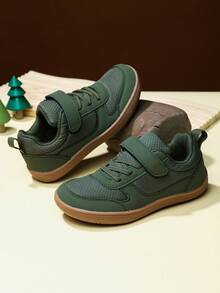 1 Pair Kids' Sports Shoes, Wide Toe, Comfortable, Soft, Durable Anti-Slip Outsole, Breathable Lining, Shock-Absorbing Rebound, Color Blocking, Suitable For Daily, Outdoor, School, Sports, Street Wear, All Seasons - Army Green - View 2