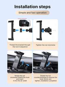 1pc Car Dashboard Phone Holder, New Suction Cup Style, Compact & Convenient, Gravity Stable Dashboard Navigation Holder - Air Outlet - View 11