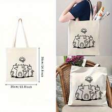 Tote Bag Unisex Shoulder Bag For Commuting Travel Daily Use Black And White Color Options Suitable For Beach City Shopping Outdoor Activities - trắng - Xem 3