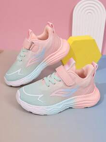 儿童时尚新款网面透气软底轻便渐变粉蓝设计防滑耐磨运动跑步鞋 - 粉紅藍色 - 查看 3