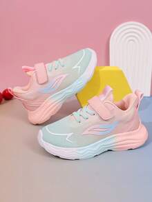 儿童时尚新款网面透气软底轻便渐变粉蓝设计防滑耐磨运动跑步鞋 - 粉紅藍色 - 查看 1