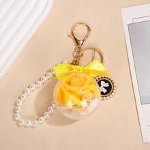 Preserved Flower Keychain, Inlaid Pearl, Creative Souvenir, Bag Pendant, Gift For Her, Gift For Him, Valentine's Day Gift, Birthday Gift, Christmas Gift, Preserved Flower, Car Decor