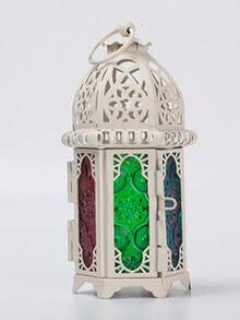 1pc Small Black Moroccan Style Candle Holder With Clear Glass Panel, Suitable For Patio, Indoor/Outdoor, Events, Ramadan, Parties And Weddings. They Also Make An Ideal Gift For Ramadan, Birthdays, Graduations, Eid Al-Fitr And More. - Multicolor - View 13