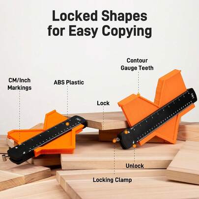 10-Inch And 6-Inch Adjustable Contour Gauge, Ideal For Woodworking, Carpentry, Construction, Accurately Duplicates Asymmetrical Shapes To Enhance DIY Projects