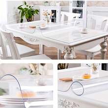 High Quality 1mm Thick Transparent PVC Tablecloth - Waterproof, Oil-Proof, Scratch-Resistant, Heat-Resistant, Easy To Clean, Suitable For Home, Kitchen, Hotel, Restaurant And Cafe Tables, Minimalist And Fashionable Transparent Tabletop Protector - White - View 1