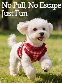 1 Set/2pcs (Harness + Leash) Stylish Pet Dog/Cat Leash Set, Thick/Houndstooth/Plaid Design Harness & Leash Set For Small/Medium Pets, Winter - Multicolor - View 3