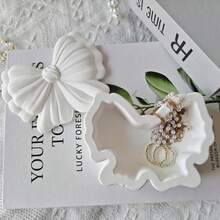 2件装树脂模具，DIY蝴蝶结首饰盒、烛台，石膏环氧树脂模具，适用于DIY手工制作、首饰收纳盒制作 - 白色 - 查看 5