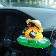 1pc Summer Duck Car Decor - Tropical Beach Dashboard Statue Featuring Coconut And Green Buoy Accents, Unisex Anti-Slip Car Accessory, Fun Gift For Friends (Includes Sticky Pad) - A - View 3