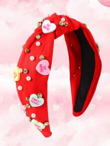 1件甜美优雅的纯色布艺字母爱心发箍，宽结头饰，适合女性佩戴，可用于派对、情人节、日常佩戴，也可作为送给女友的礼物，是女士头饰的理想之选。 - 彩色 - 查看 15