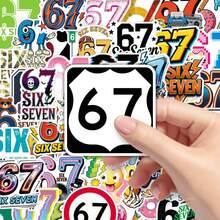 50pcs Funny 67 Stickers, Creative Personalized Cartoon Interesting Number Graffiti Stickers Suitable For Wall, Glass Cup - Multicolor - View 8