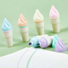 一套1支可爱冰淇淋造型荧光笔，迷你荧光笔，适合书写 - 彩色 - 查看 2