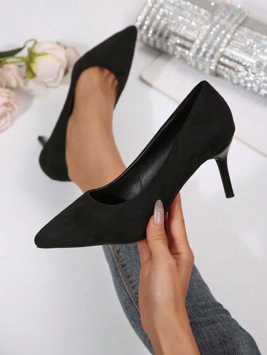 2026 Spring New Women's High Heel Pumps, Fashionable Minimalist Casual Lightweight, Solid Color Elegant Versatile Ladies' New Style - 黑色 - 查看 1