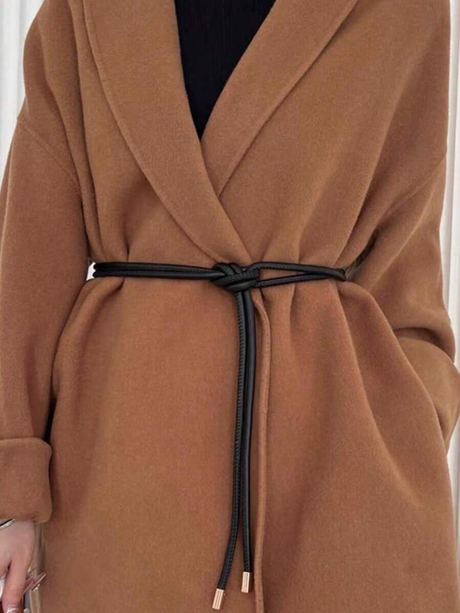 1 Pc Women's Fashion Versatile Minimalist PU Waist Belt, Suitable For Casual Jacket, Coat, Dress, Sweater Summer, School - A - View 1