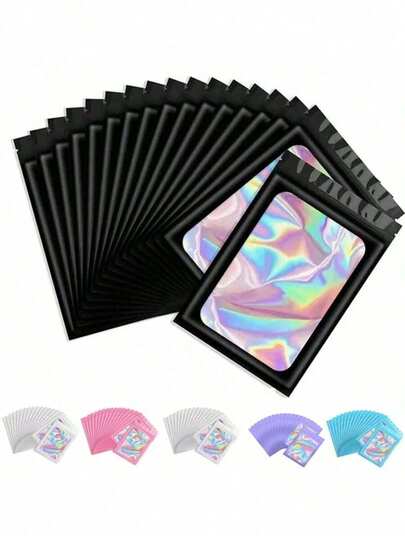 10/30/50/100pcs Rainbow Foil Self-Sealing Jewelry Storage Bags, Transparent Window Jewelry Pouches, Gradient Color Jewelry Bags, Dust-Proof & Anti-Oxidation Reusable, For Rings, Earrings, Necklaces, Pendants & Other Jewelry, Valentine's Day Gift , Makeup Room Decor