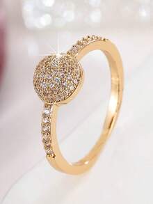 1pc Fashionable Delicate Micro-Inlaid Synthetic Zirconia Ring, Versatile & Elegant For Women
