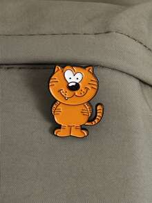 1件可爱橙色卡通猫珐琅胸针，爱心眼可爱猫咪徽章，猫咪爱好者专属可爱动物配饰礼品 - 彩色 - 查看 5