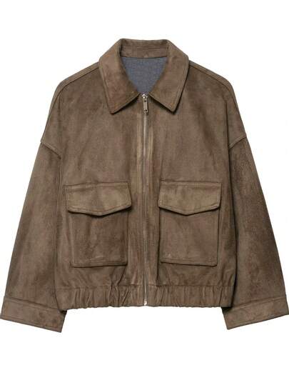 DEEKA Spring New Women's Jacket, European And American Fashion Minimalist Versatile Velvet Texture Effect Outerwear