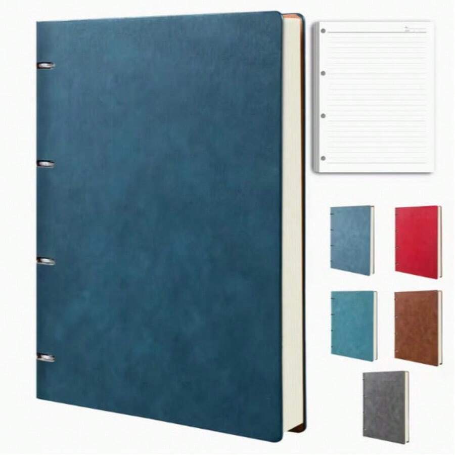 A4复古可替换内芯笔记本，绒面硬面封面 - 200页，带索引标签和横向页面，适用于日记、商业计划和旅行日志 - 硬面笔记本（A4尺寸），适用于学校用品和商务办公日记