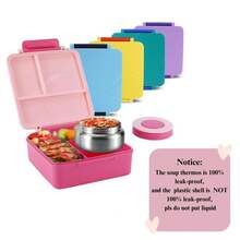 Four-Compartment Bento Box With Soup Bowl, 1 Set Of Bento Boxes, Lunch Accessories, Portable Food Storage, Suitable For Travel And Lunch.