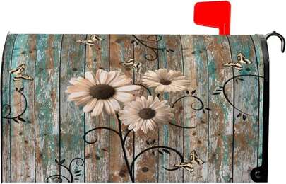Spring Floral Mailbox Covers Magnetic Standard Size 25.5 X 21 Inch Vintage Rustic Daisy Spring Summer Flower Decorative Mailbox Wraps Post Letter Box Cover For Garden