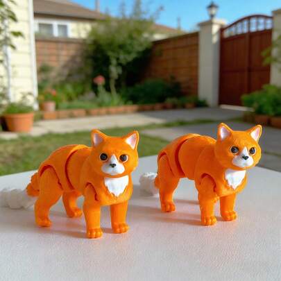 3D-tryckt söt bedårande blommansikte kattmodell plastfigur skrivbordsdekor skulpturprydnad, semestergåva