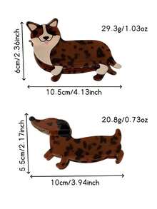 1个可爱卡通动物造型仿柯基犬、腊肠犬爪子、鲨鱼鳍形状发夹,优雅简约甜美发饰,适合海滩、日常佩戴、旅行、生日等场合。 - 彩色 - 查看 3