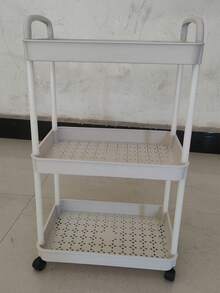 1pc Kitchen Storage Rack, Freestanding Movable Utility Cart, Multi-Function Vegetable Basket Holder - Multicolor - View 16