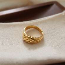 VKHK 1 chiếc nhẫn thép không gỉ mạ vàng 18K kiểu cổ điển, có họa tiết, thích hợp cho nữ đeo hàng ngày, làm quà tặng. - nhẫn - Xem 3