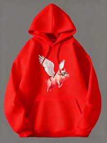 Fun Flying Pig With Wings Hoodie - Soft Pullover Hoodie