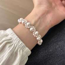 1入組奢華典雅貓爪與人造珍珠裝飾手鍊，適合女性 - 金色 - 查看 9