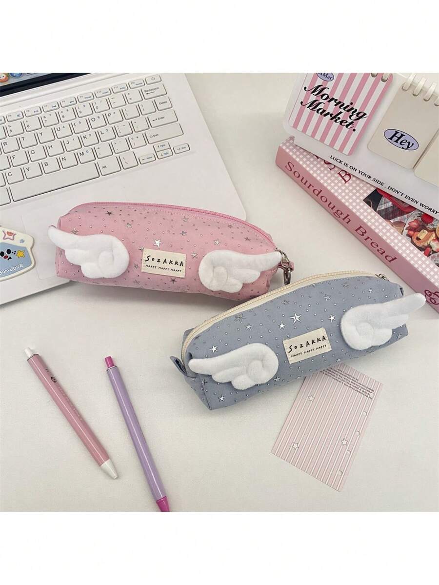 1个天使星形设计文具袋，高品质大容量学生铅笔盒 - 小翅膀 - 查看 1