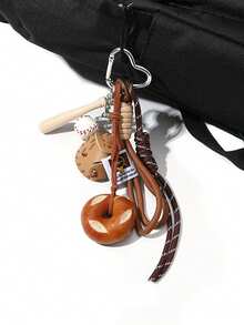 Yogodlns Móc khóa hình bánh mì bện tinh tế, móc khóa hình bánh mì sô cô la chống thất lạc, mặt dây chuyền hình bánh mì tròn bằng polyester, móc khóa dây bện thủ công, móc khóa hình bánh mì tròn sô cô la, mặt dây chuyền chống thất lạc bằng polyester, quà tặng cho phụ nữ - Nhiều màu - Xem 8